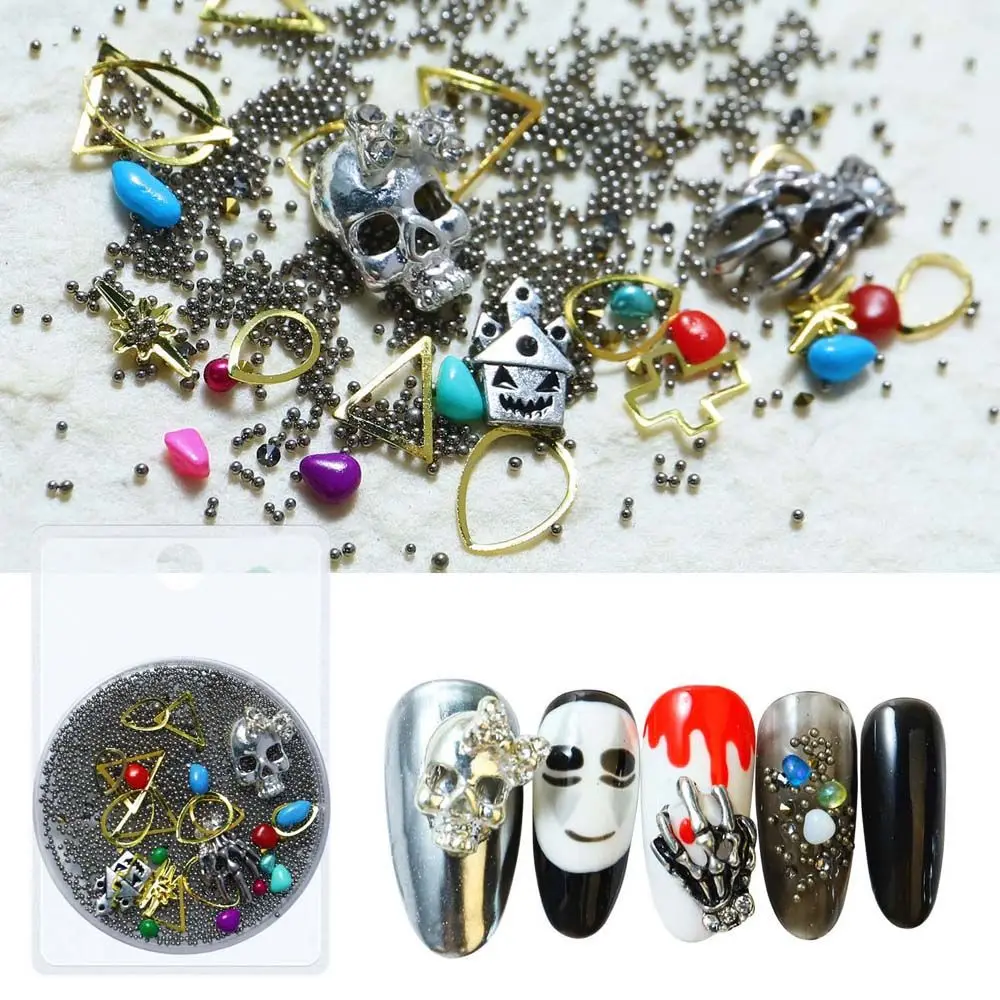 

Mixed Skull Nail Art Jewelry Pumpkin Christmas Nail Charms Manicure Accessories Halloween Nail Rhinestones Christmas Decorations