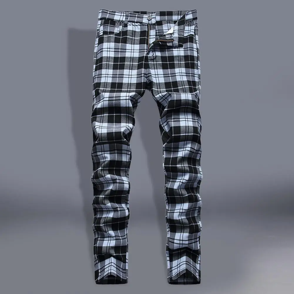 

Брюки мужские прямые в клетку, стильные удобные штаны с принтом в клетку, на пуговицах, на молнии, 5 цветов