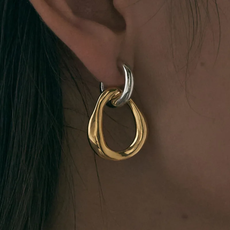 

European and American Retro Two-Color Removable Ear Ring Dual-Wear Earrings