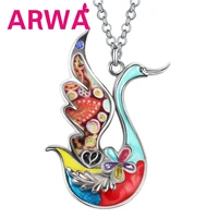 arwa enamel alloy crystal metal sweet swan goose necklace goose pendant gifts fashion jewelry for women girls teens party favors