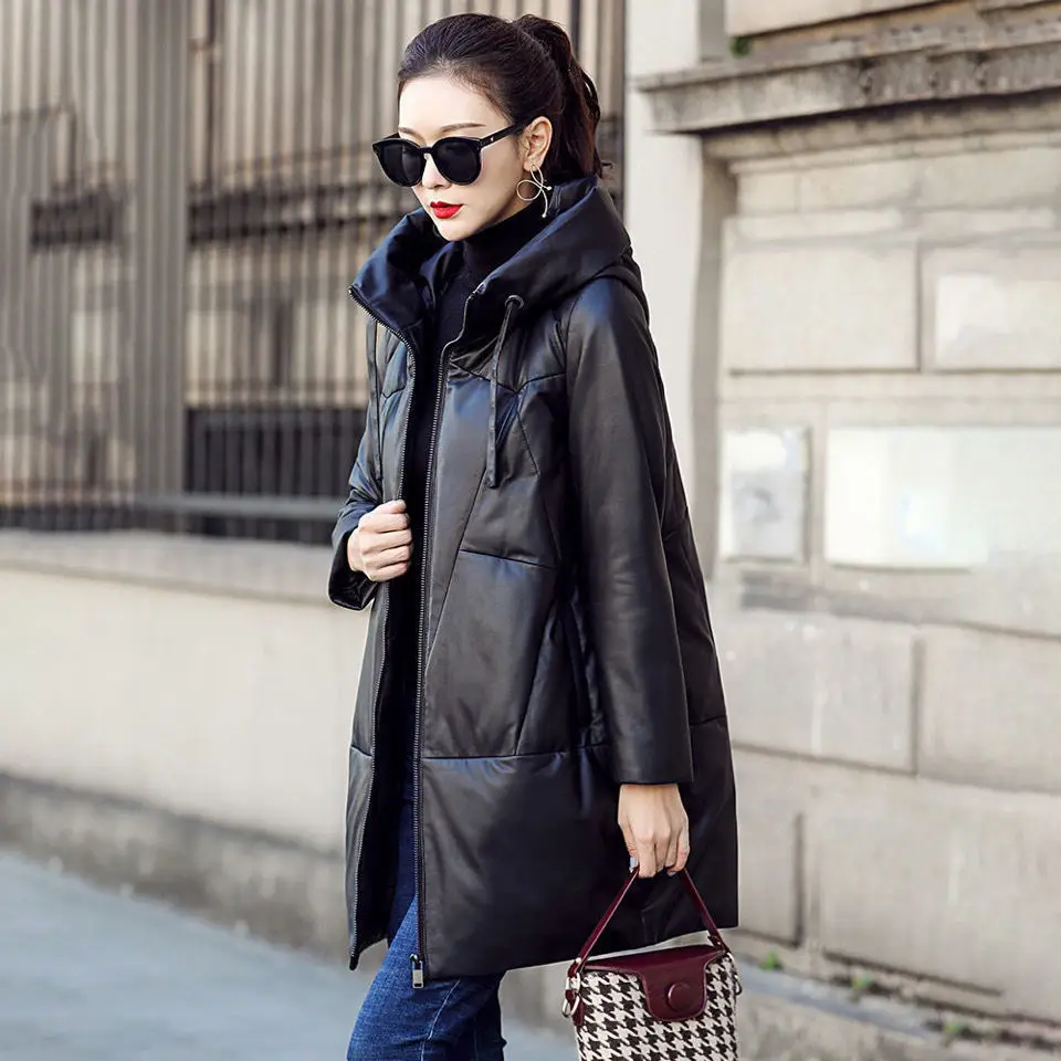 Winter Women's Cold Coat Medium Long Pu Leather Clothing Cotton Padded Jacket Jackets Korean Fashion