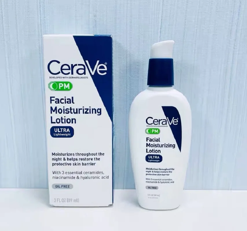 

Cerave Facial Moisturizing Lotion PM 89ml Ultra Lightweight Oil-Free Night Cream With Niacinamide Night Face Moisturizer
