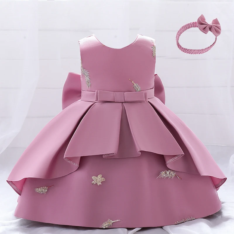 

Toddler Baby Girl Birthday Princess Dresses Newborn Wedding Party Dress For Girls Infant Embroidery Bow Summer Clothes 12M 5Y
