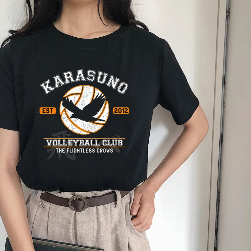 

Hot Anime Haikyuu T-shirt Women Harajuku Streetwear Funny Karasuno Fly High Graphic T Shirts Woman Clothing