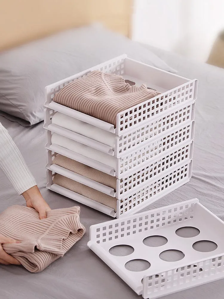 

Wardrobe Storage Drawer Foldable Clothes Organizer Closet Layered Box Kitchen Bathroom Separator Partitions Rack Shelf Organiser