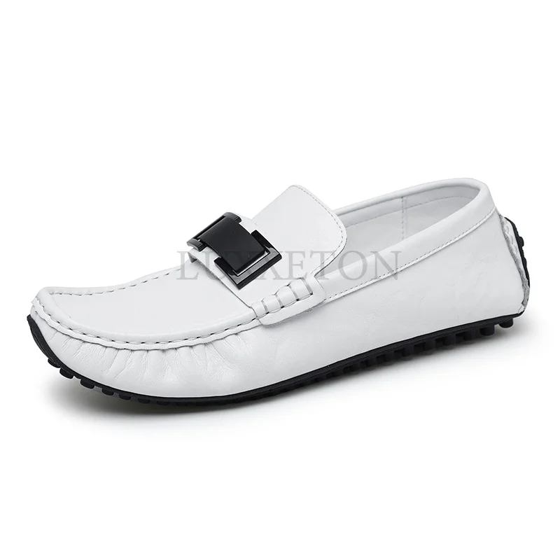 

Leather Men Casual Shoes Slip on Loafers Handmade Flat Hot Sale Moccasins Lightweight Driving Footwear Versatile Boat Shoes