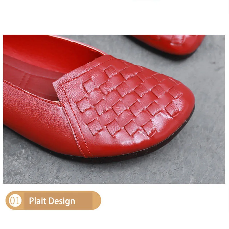 Plain Woven Work Flats For Women Summer Leather Shoes Free Shipping Woman Ladies Ballet Flats Driving Moccasins Summer Loafers