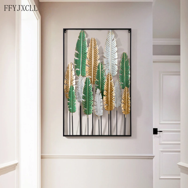 

Роскошный Американский светильник, настенное украшение из кованого железа с зелеными растениями, металлическая 3D подвеска для гостиной, креативное украшение для дома и ресторана