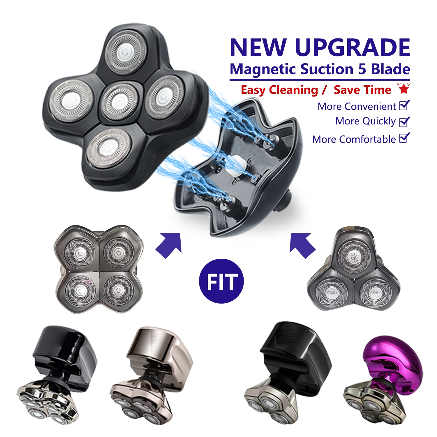 Бренд GENKO сменная головка для бритвы с 5 лезвиями совместимая магнитными режущими