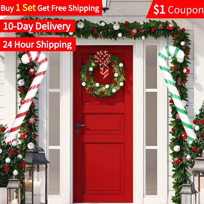 

6Pcs/Set Christmas Canes Christmas Decoration For Home Outdoor Inflatable Canes Balloons Christmas Tree Ornaments 2022 Kids Gift
