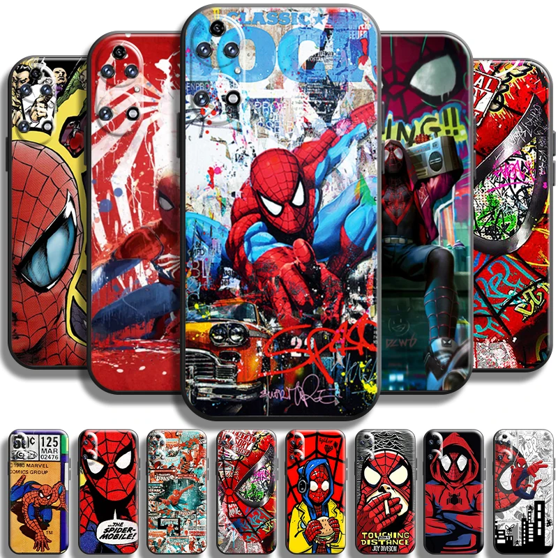 

Avengers Spiderman Comics For Huawei P50 P50 Pro Phone Case Cover Black Carcasa Back TPU Full Protection Funda Soft Coque Cases