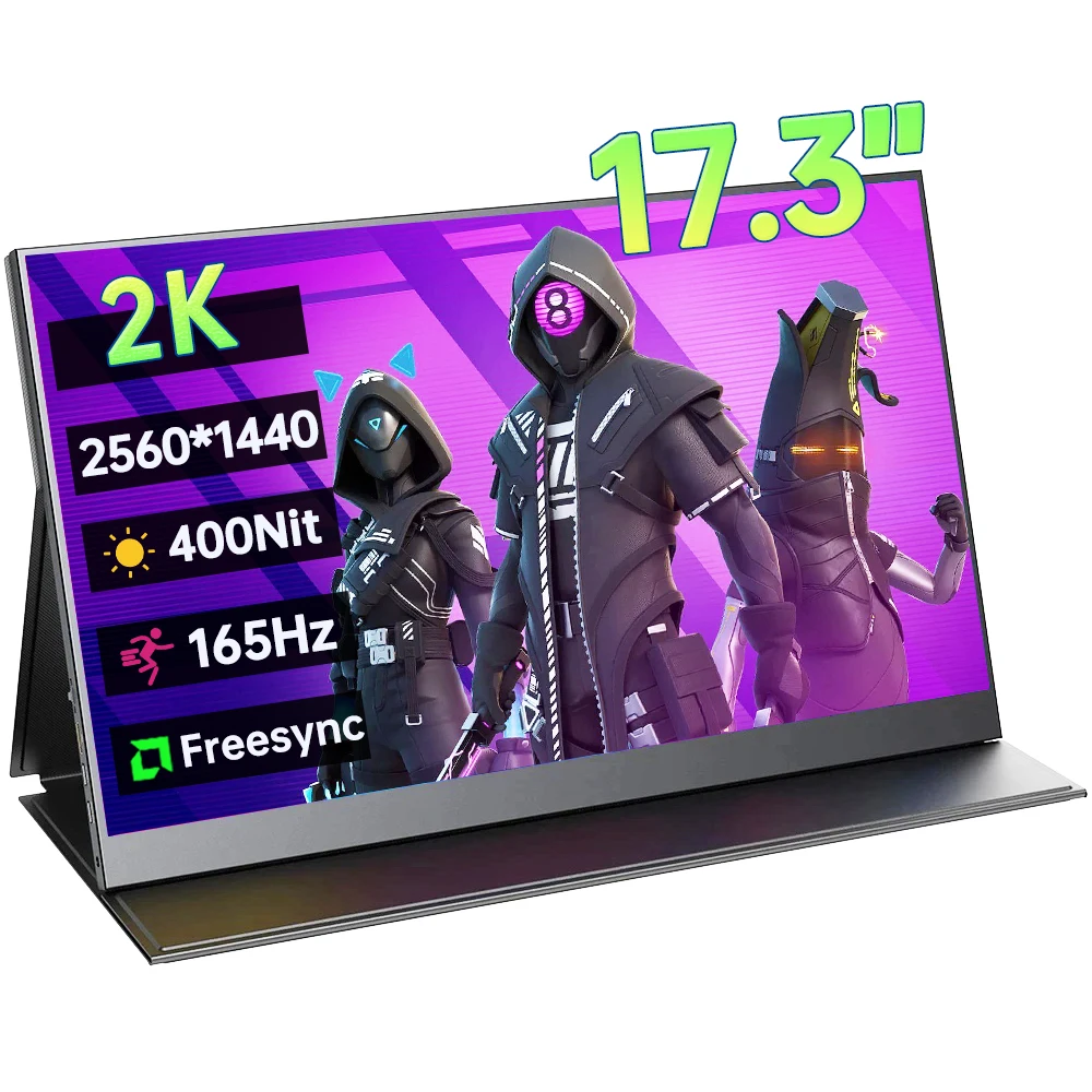 

17.3 Inch 2K 165Hz Portable Monitor 3MS Freesync 100%sRGB Display IPS Gaming Screen For PC Laptop Mac Phone Xbox PS4/5 Switch