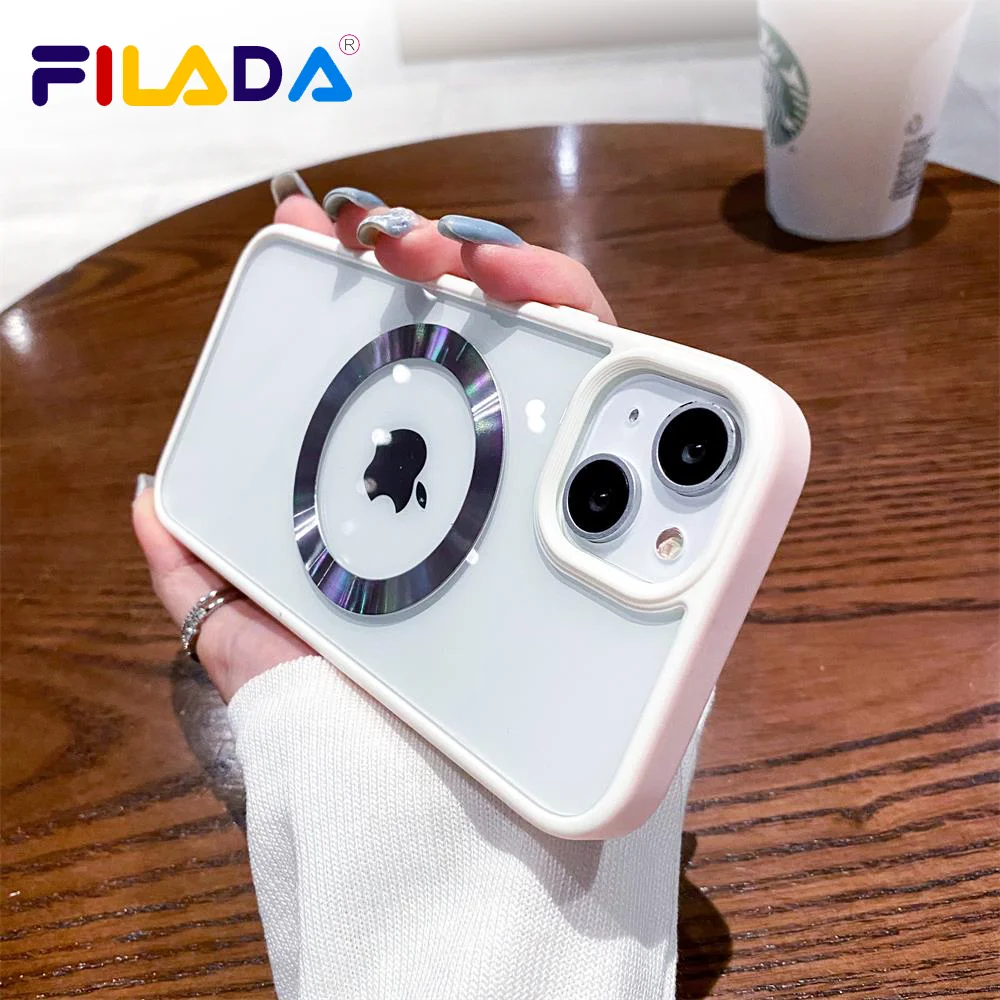 

For iphone 14 13 12 11 Pro Max Magsafe Case Magnetic Wireless Charging Luxury Transparent Shockproof Bumper Acrylic Hard Cover