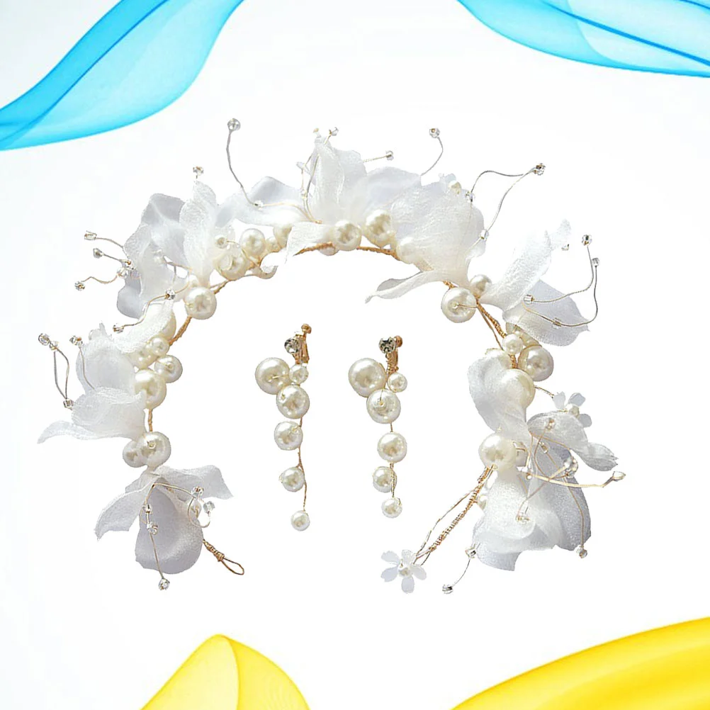 

3PCS Hair Vine Earrings Sets Pearl Wedding Hair for Decoration