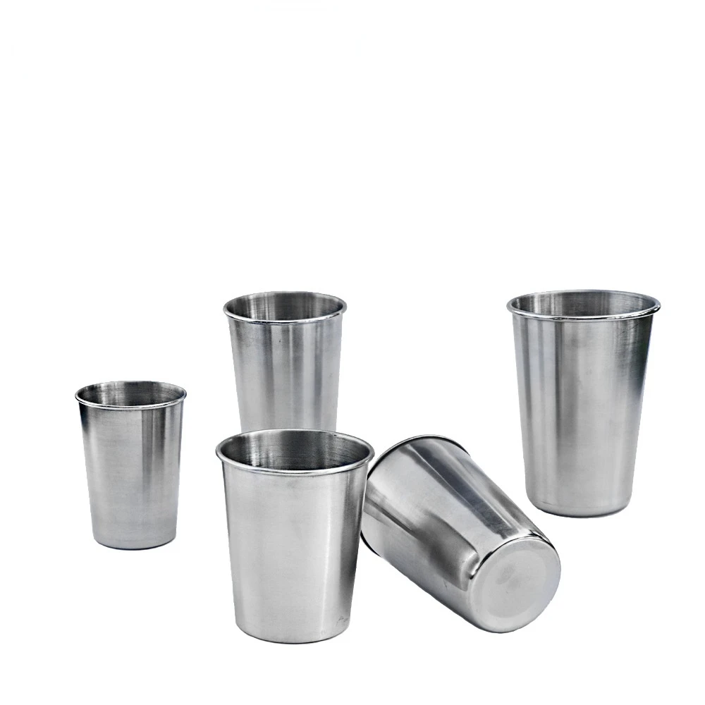 

2/5/10PCS/Set Outdoor Camping 304 Stainless Steel Water Cup Tea Beer Mug Curling Cup Set Single Layer Camping Cutlery