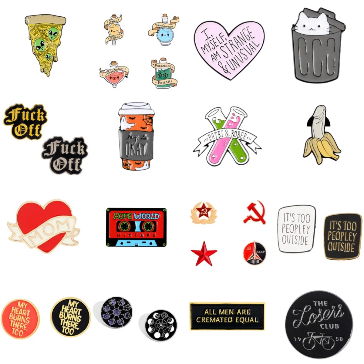 

Funny Pizza Cartoon Badges Funny Phrases Enamel Pin Lapel Clothes Backpack Brooch Creative Jewelry Gift Moon Phase Pins