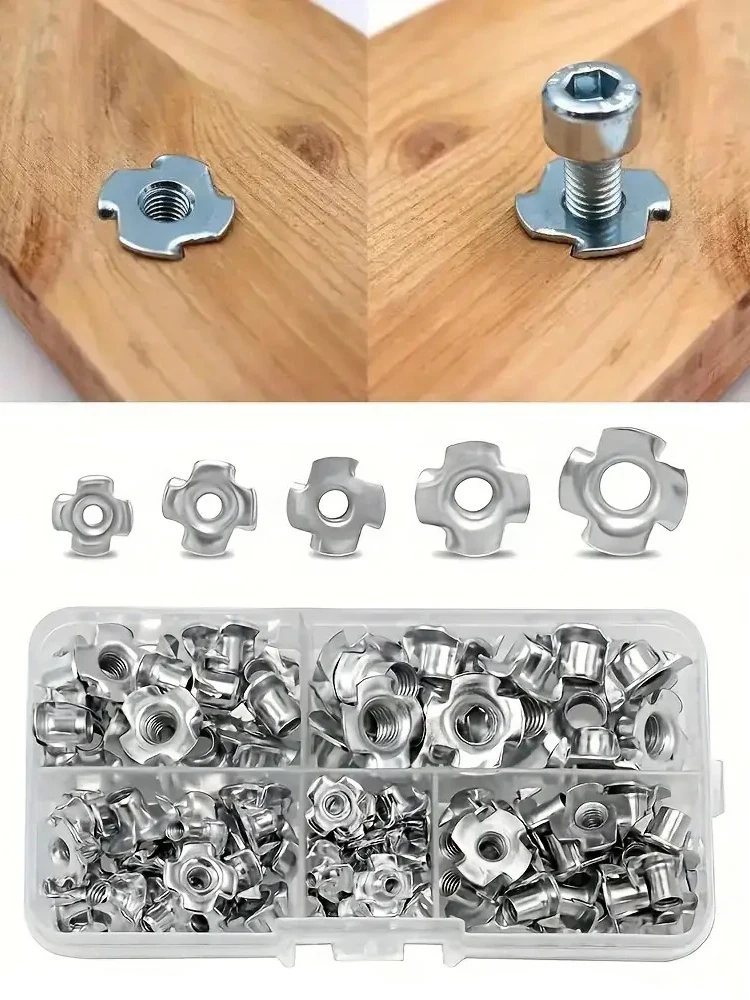 Оцинкованные гайки с четырьмя зажимами 80 шт. противоударные из углеродистой