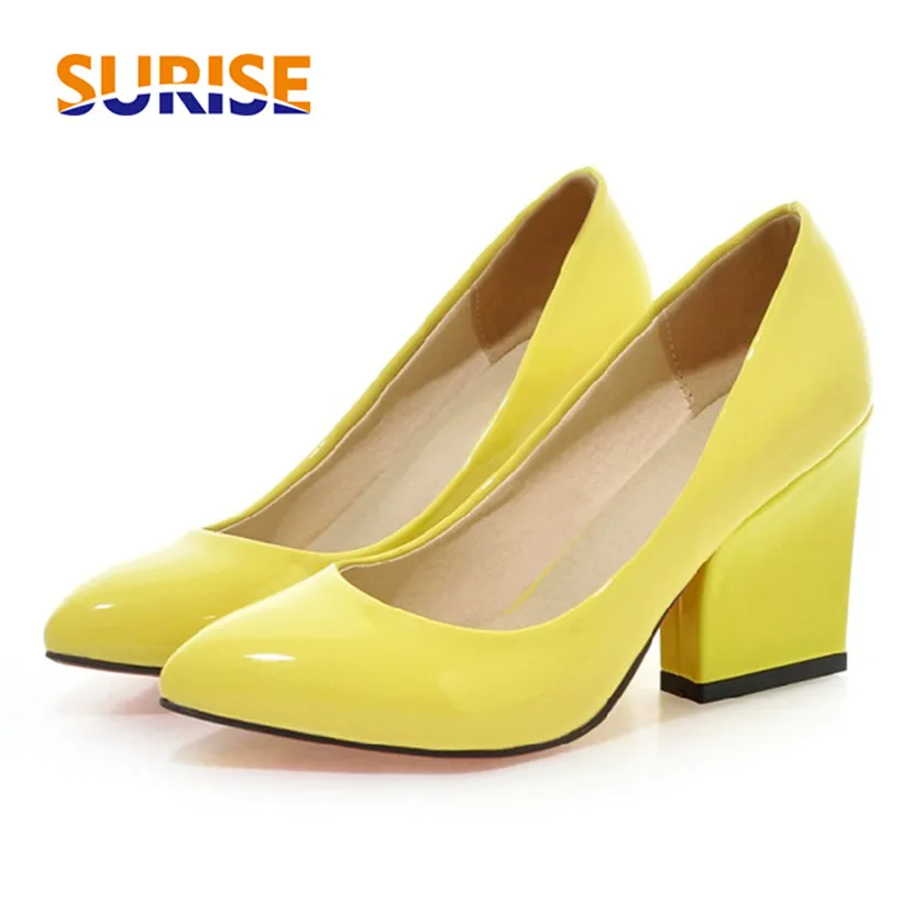 

Офисное платье; Женские туфли-лодочки; Цвет белый, черный, желтый; Лакированная кожа; Высокий квадратный каблук; Свадебные вечерние женские ...