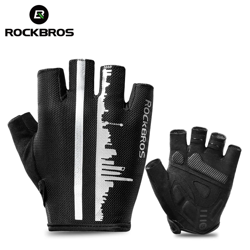 

Велосипедные перчатки ROCKBROS, Нескользящие дышащие Митенки на полпальца, защита от пота, светоотражающие, аксессуары для велоспорта, на лето