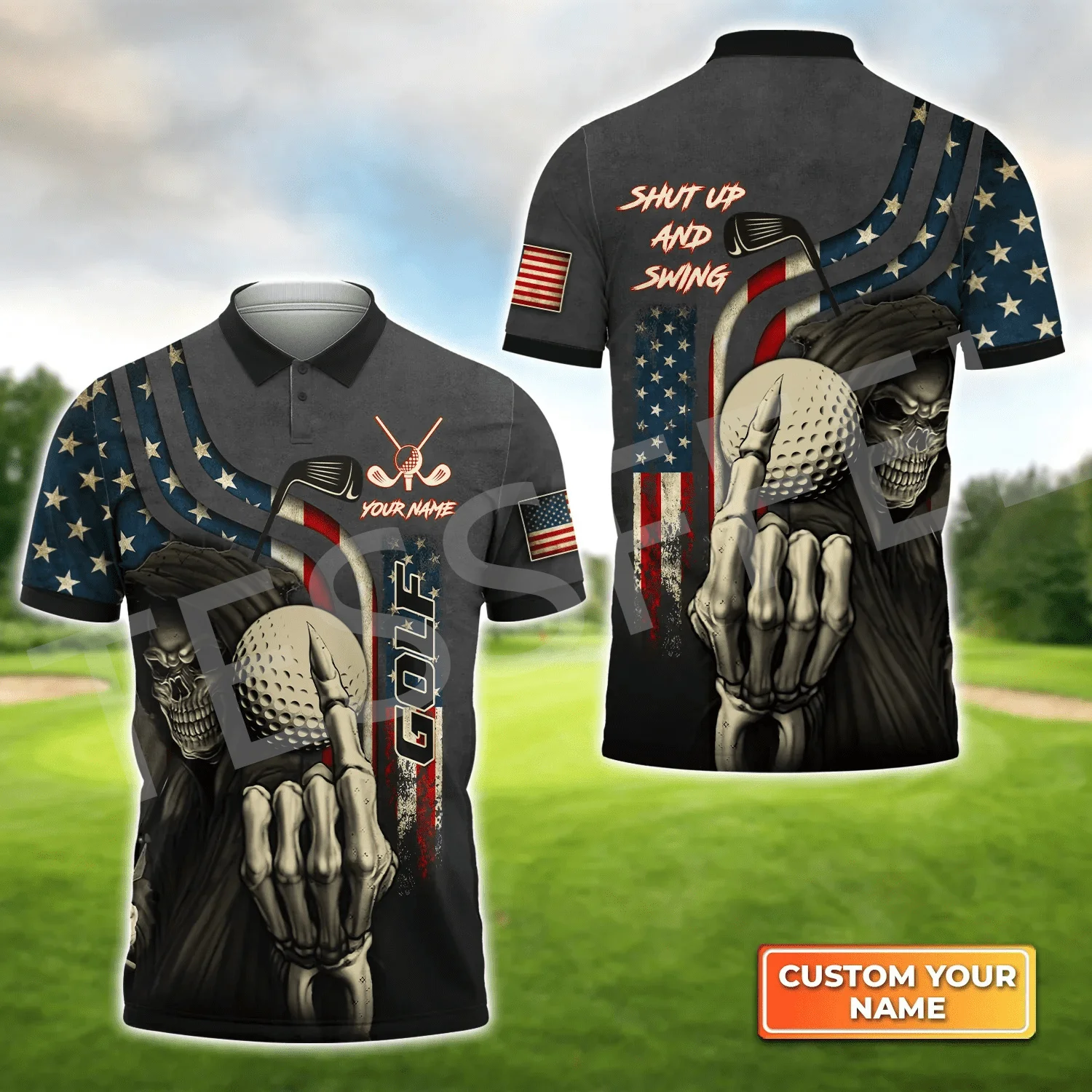 Рубашка-поло в стиле Харадзюку с коротким рукавом и принтом виде черепа