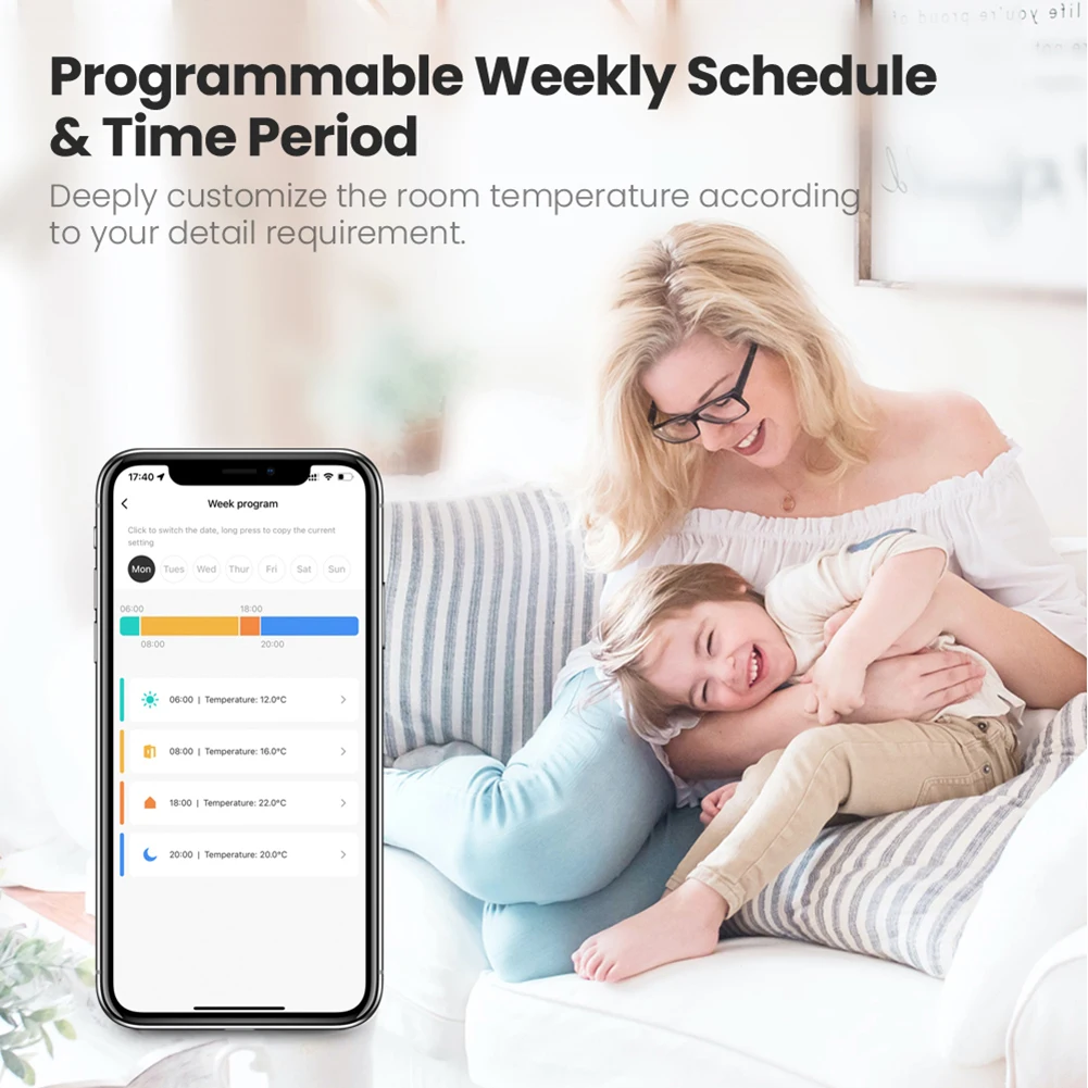 

ZigBee Умный клапан контроля температуры еженедельное Программирование радиатор привод термостат работает с Alexa Google Home