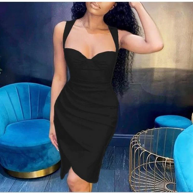 2023 Ladies Evening Party Dress Spaghetti Strap Women Long Dress Summer Sexy Push Up Backless White Black Ruched Slip Sundress