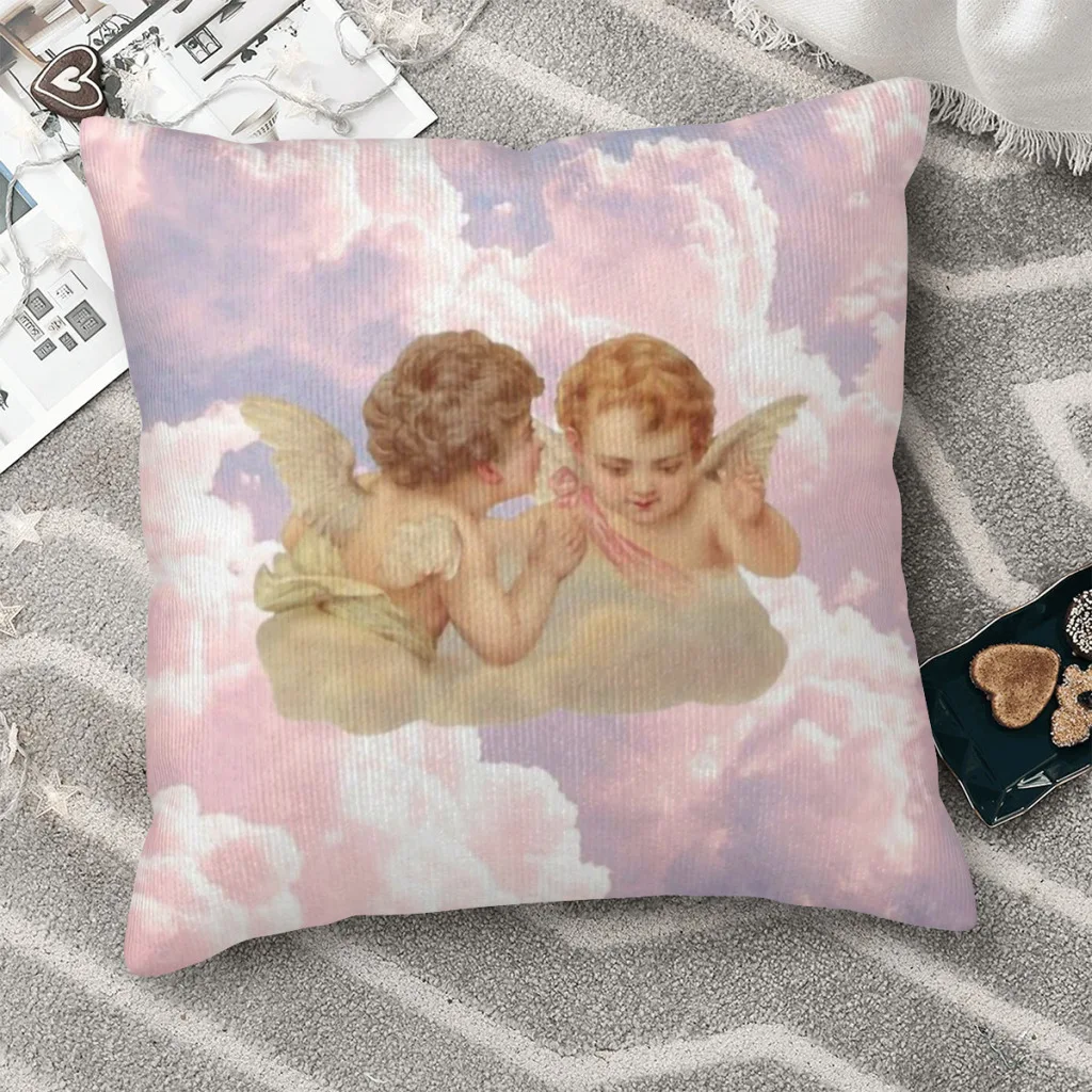 Cherubs in Purple Clouds Renaissance Aesthetic Throw Pillow Case  Backpack Cushions Covers DIY Printed Reusable Home Decor