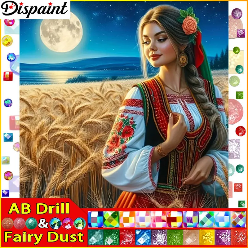 Dispaint Fairy Dust AB DIY 5D алмазная живопись &quotЖенщина Луна&quot полная вышивка распродажа