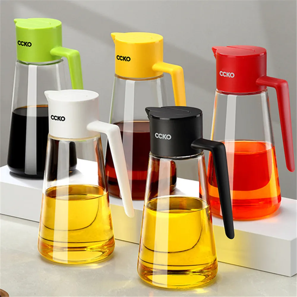 

Leak-proof Glass Oil Bottle Automatic Opening And Closing Oil Tank Meterable Kitchen Gravity Soy Sauce Bottle Vinegar Pot