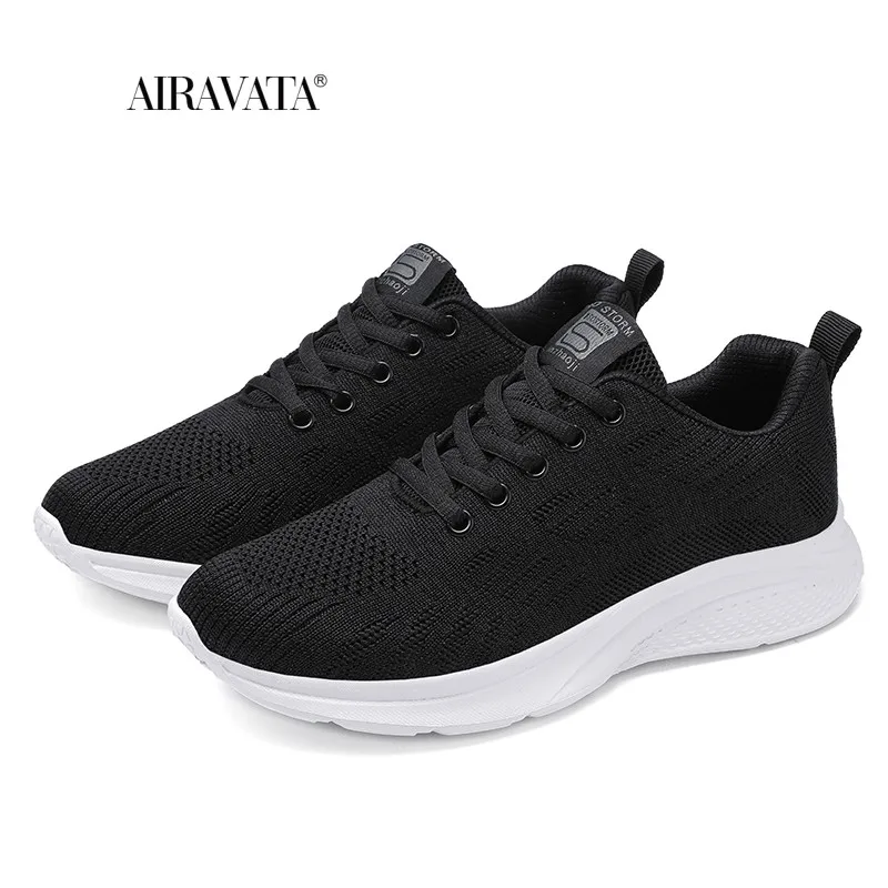 AIRAVATA Women Shoes Autumn Flats Gingham Sneakers Women Zapatillas De Mujer Outdoor Breathable Walking Ladies Shoes Candy Color