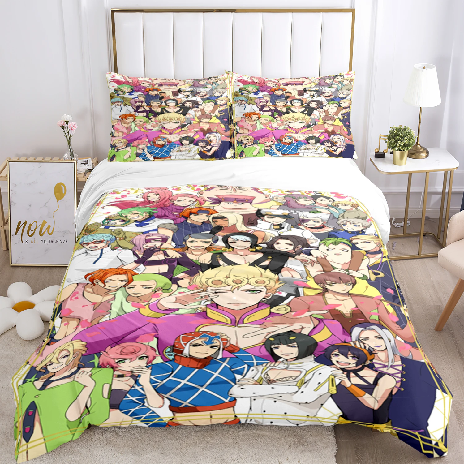 

JOJO Anime Print Three Piece Bedding Set Fashion Article Children or Adults for Beds Quilt Covers Pillowcases Bedding Set Gift