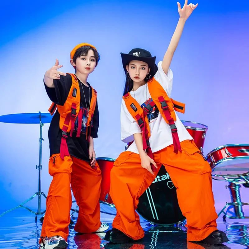 Trendy Children's Street Dance Suit Jazz Performance Outfit Summer Hip Hop Style For Boys And Girls Party Dress