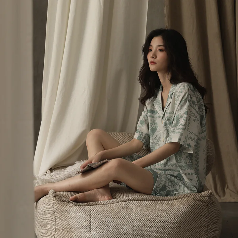 Women Loungewear Set Silk Satin Soft Pajama Set Summer Short-sleeve Pyjamas Set For Woman Young Girl Sleepwear