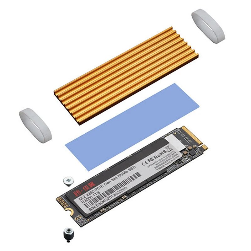 

Aluminum Cooling Heat Sink Thermal Pads Heat Dissipation Radiator Thickness 3mm 6mm for M.2 NGFF SATA PCI-E NVME m2 SSD Heatsink