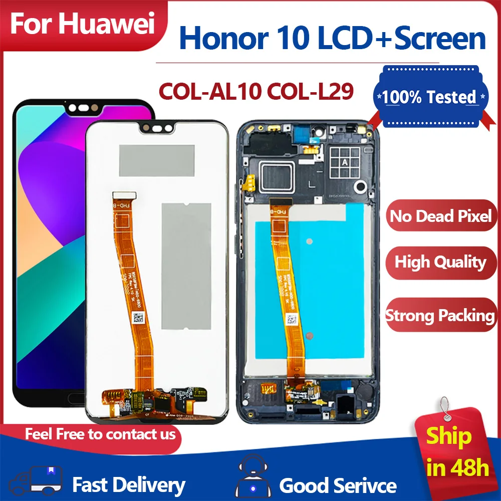 

5.84'' 100% Super New LCD with Frame For Huawei Honor 10 LCD Display Touch Screen Digitizer Assembly Replace COL-L29