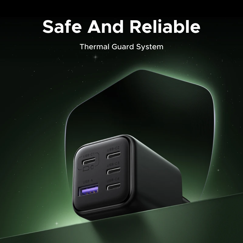 Зарядное устройство UGREEN 45W GaN PD 3.0 UFSC PPS с 5 портами для iPhone 17 16 15 Pro Max, Samsung S25, Xiaomi, планшетов, iPad Air, быстрое зарядное устройство USB-C (art.: 3920d80e2d008) - 3920d80e2d008