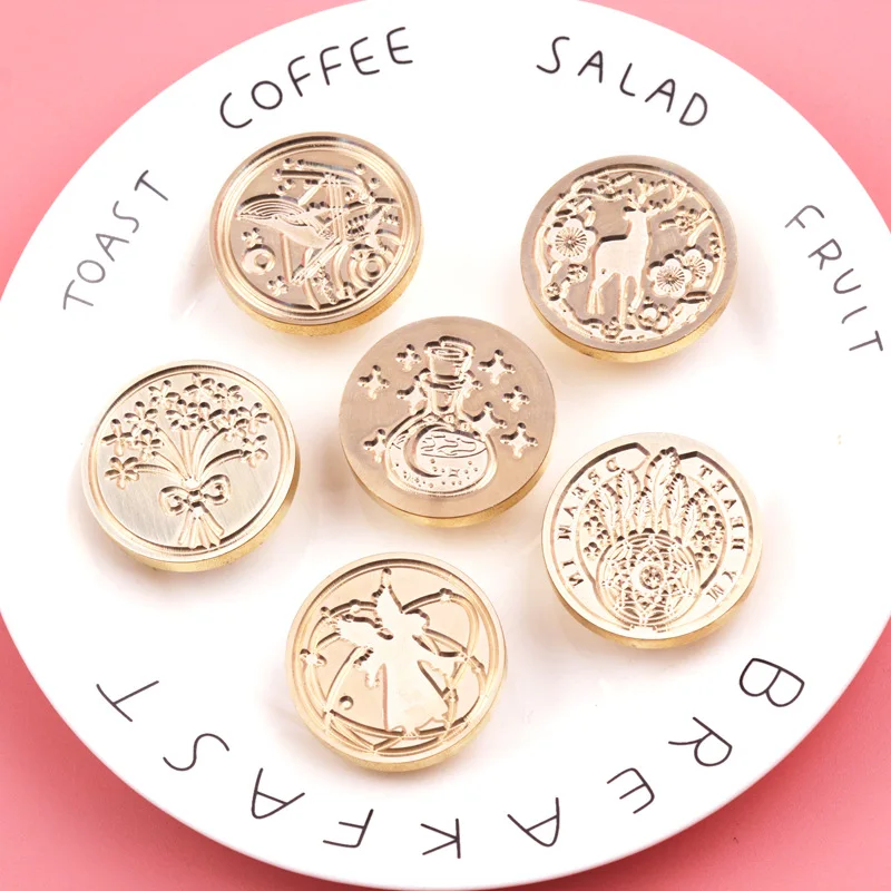 

Wedding Greeting Card Sealing Decorative Wax Seal Fire Lacquer Seal Head Without Handle Imprint Pattern Copper Seal 35MM Large