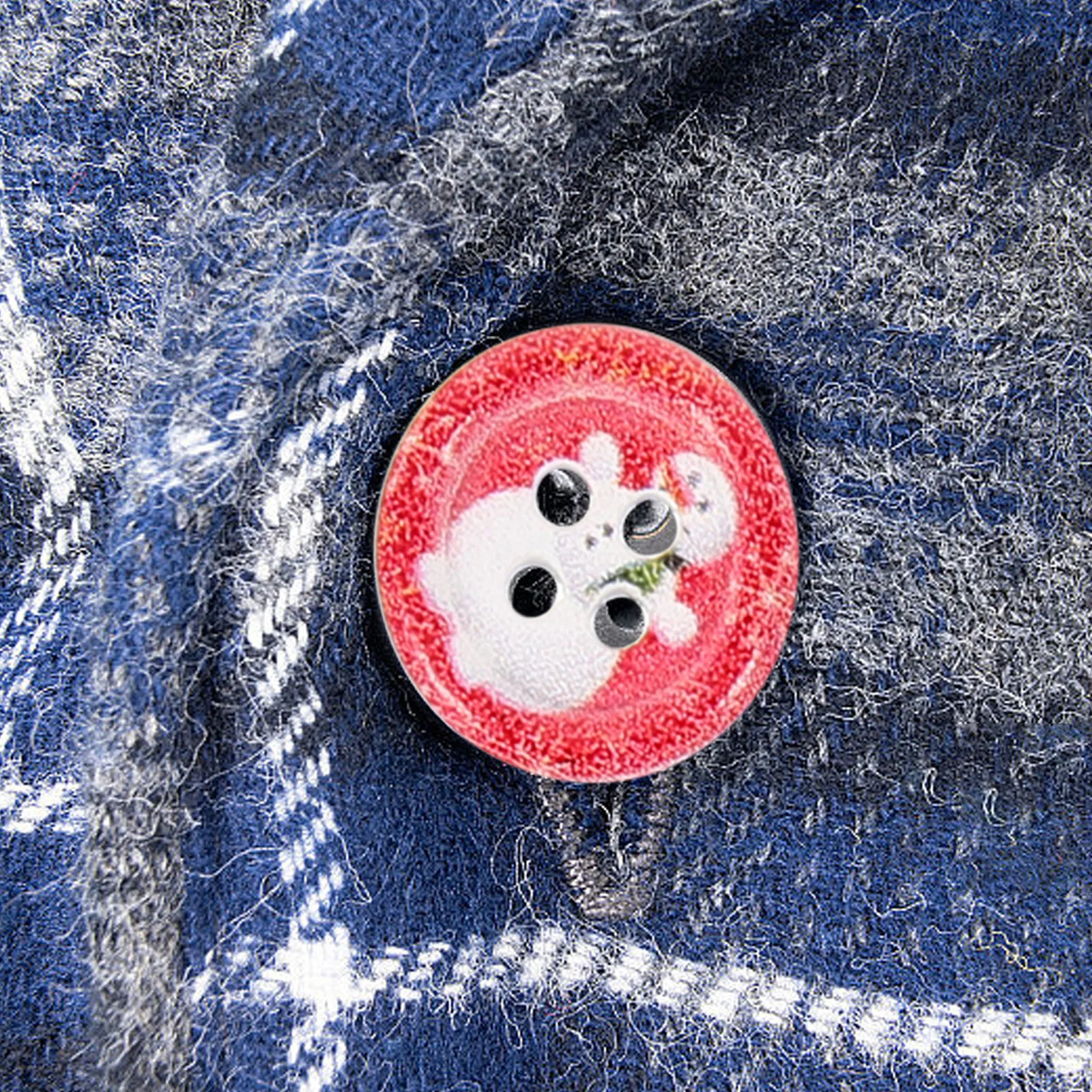 100 шт. рождественские декоративные пуговицы с принтом белая снежинка зеленое