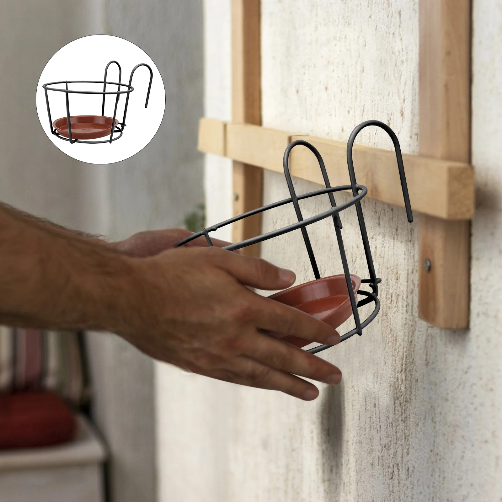 

3 Sets of Balcony Hanging Flowerpot Racks Decorative Hanging Plant Pot Holders