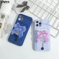cute animal butterfly mirror bracket girl soft case for iphone 11 12 13 pro max 7 8 plus xr x xs se 2 card holder cover fundas