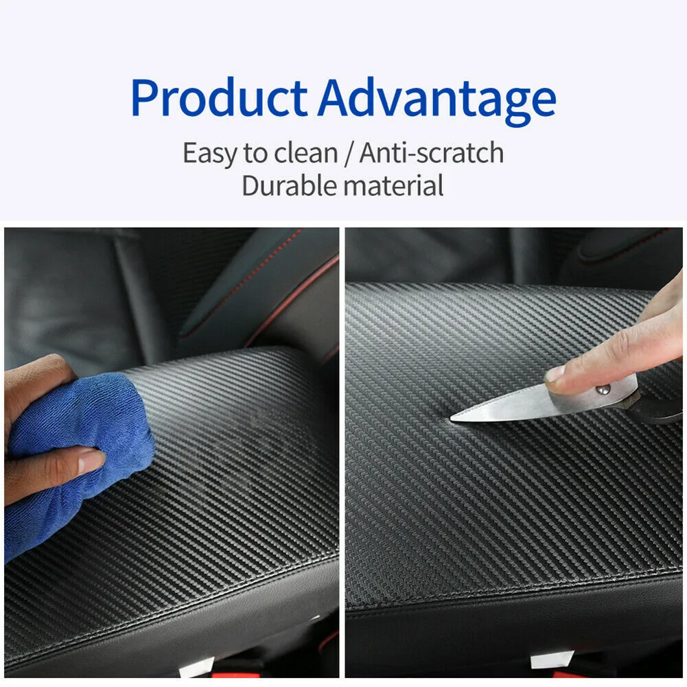 

Carbon Armrest Cover Cover Faux Leather Armrest Black For Ford Explorer 2011-19 Protector Replacement Replaces