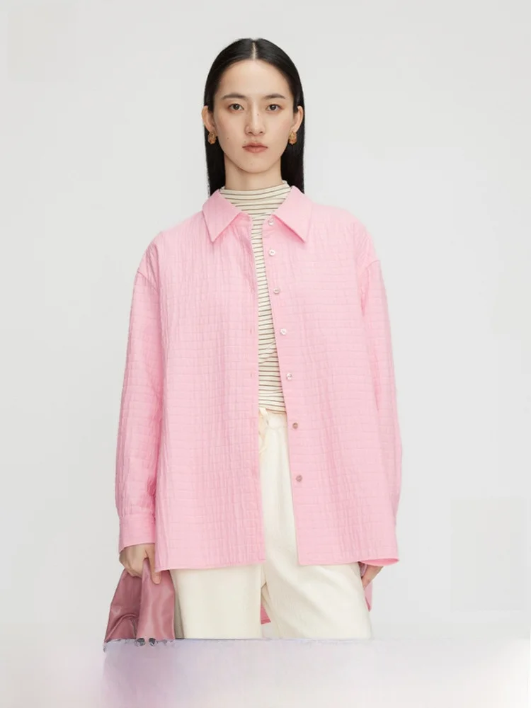 Трансляция однотонных рубашек женские Same Sle with Mall осенне-зимний дизайн Sense