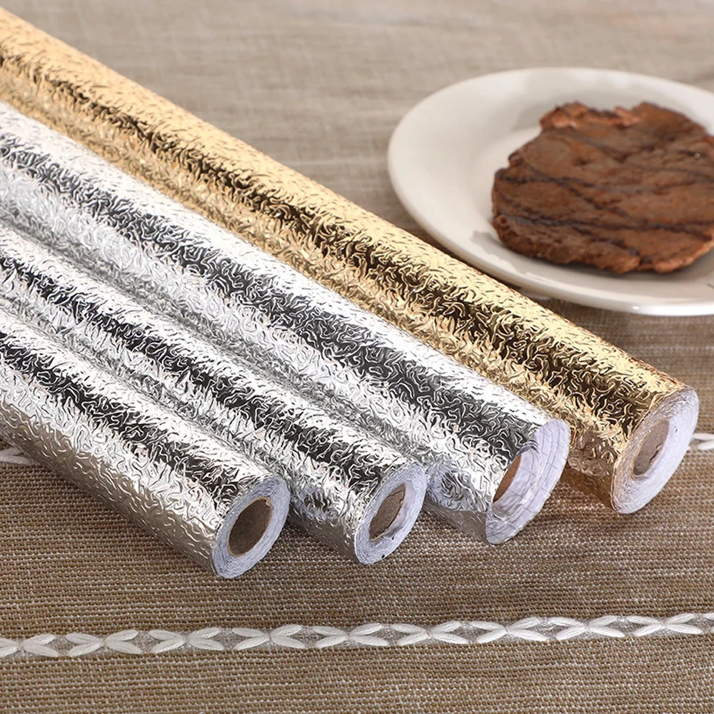 multi kitchen oil proof sticker self adhesive wallpaper waterproof anti fouling aluminum foil stove cabinet drawer sticker free global shipping