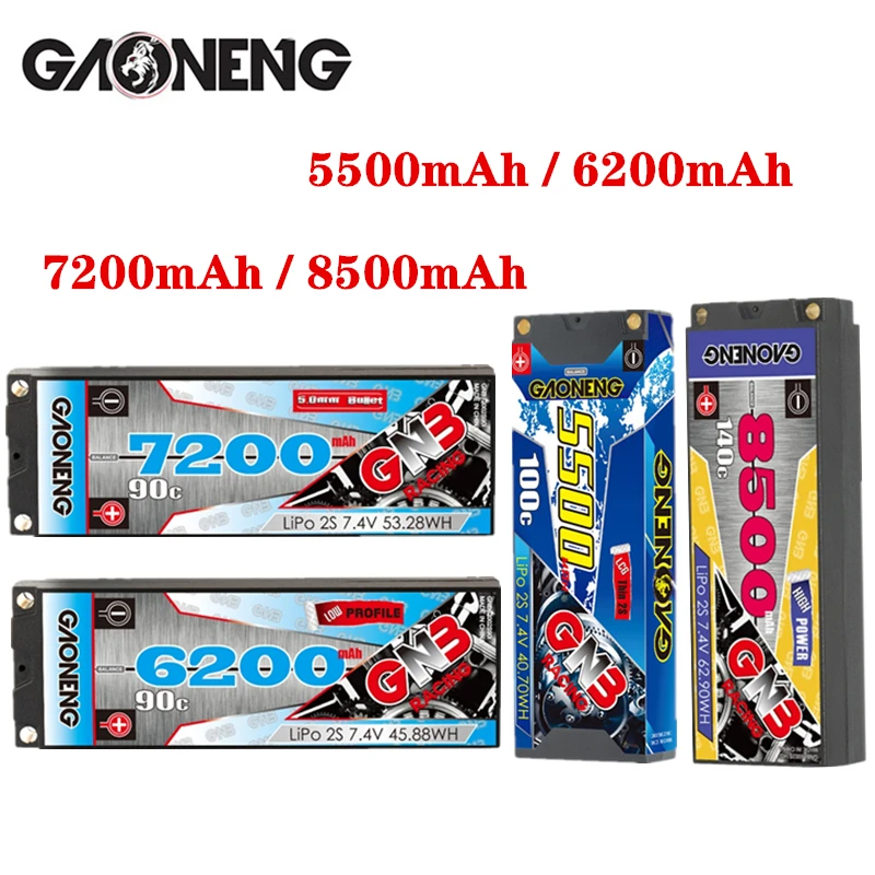 

Низкопрофильный твердый литий-полимерный аккумулятор GNB 2S 7,4 в 5500 мАч/6200 мАч/7200 мАч/8500 мАч 5,0 мм для 1:10 1/10 RC аккумулятор гоночного автомобиля л...
