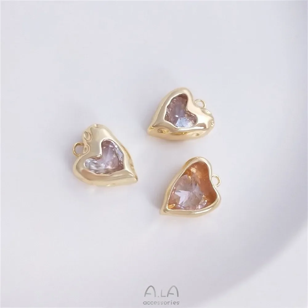 14-каратное золото модный кулон в форме сердца инкрустированный цирконом