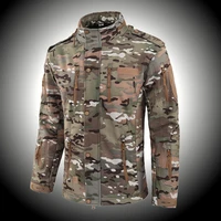 hiking men waterproof jacket camouflage fleece warm military jacket men tactical multiple pockets softshell jacket men winter