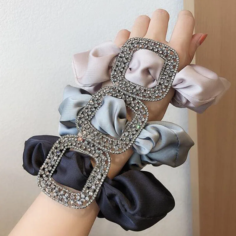 

New Fashion Women Silk Large Intestine Hair Ring Head Rope Girl Temperament Hair Rope Internet Celebrities Elegant Rubber Band