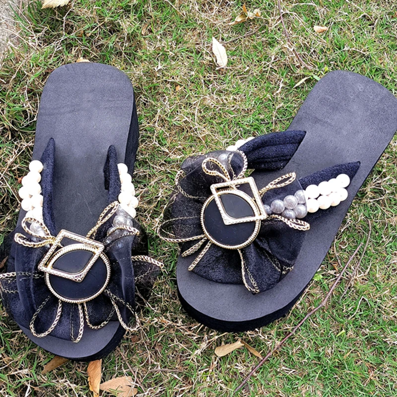 

Шлепанцы женские с бантом, сандалии на платформе, высокий каблук, пикантная летняя повседневная обувь, открытый носок, тапочки-сланцы, 2022