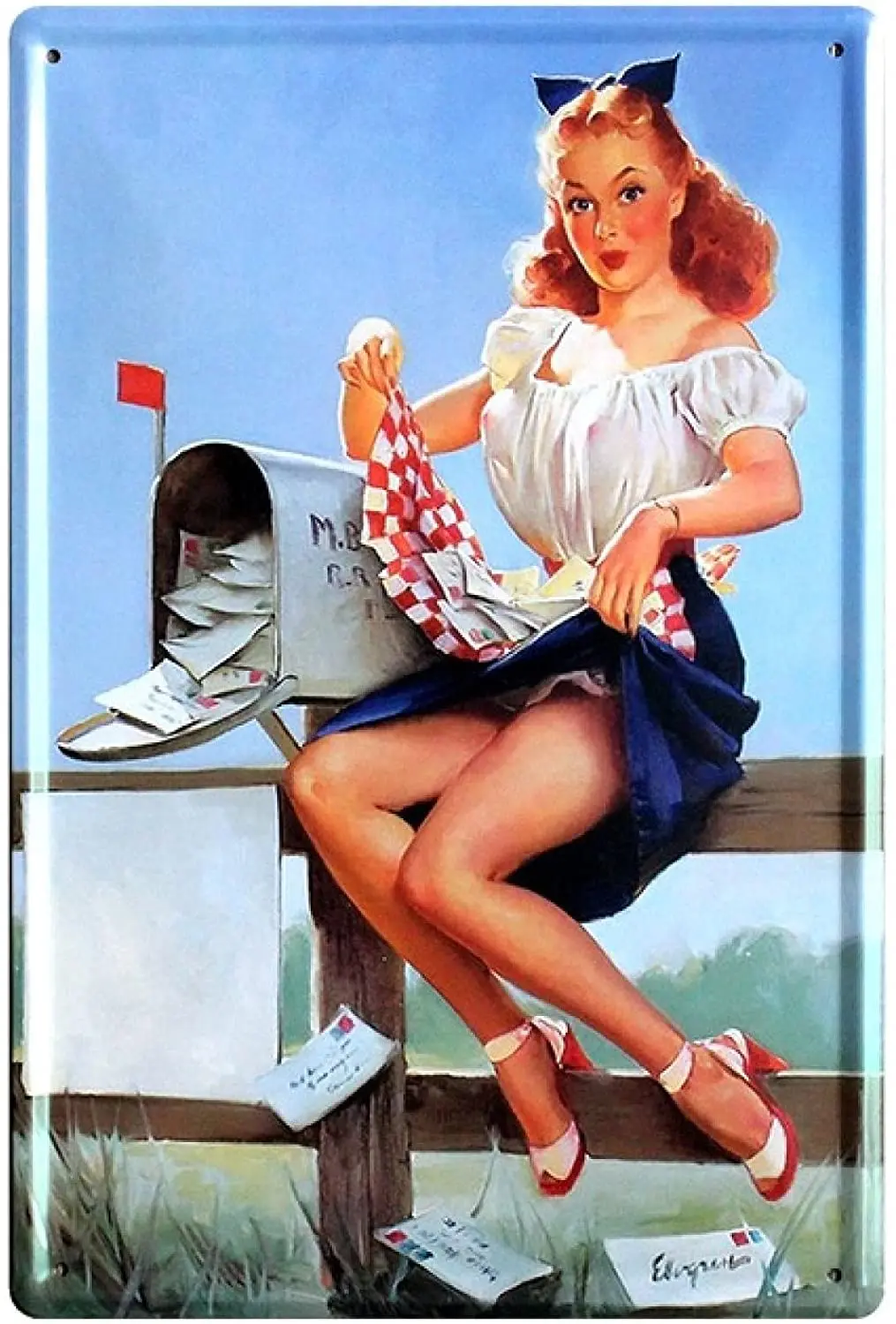

Retro Girl Tin Metal Sign Metal Vintage Wall Pub Cafe Shop Home Art Decoration Iron Poster 12*8 Inch