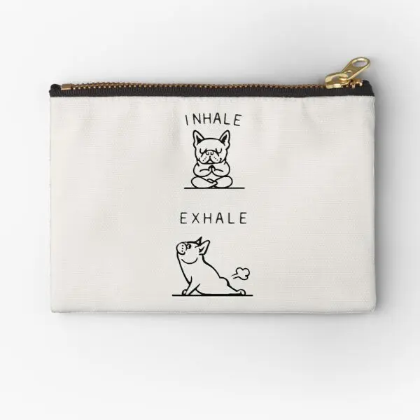 

Inhale Exhale Frenchie Zipper Pouches Socks Storage Women Coin Cosmetic Pure Small Packaging Men Key Money Pocket Wallet